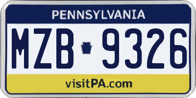 PA license plate MZB9326