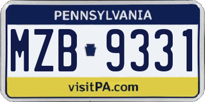 PA license plate MZB9331