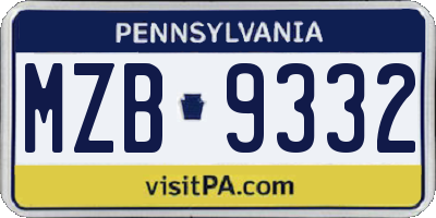 PA license plate MZB9332