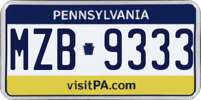 PA license plate MZB9333