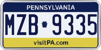 PA license plate MZB9335