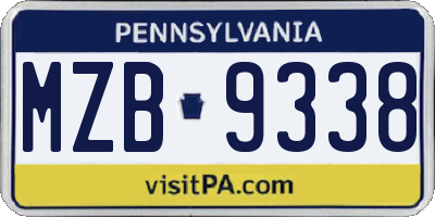PA license plate MZB9338