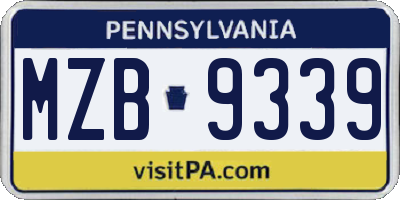 PA license plate MZB9339