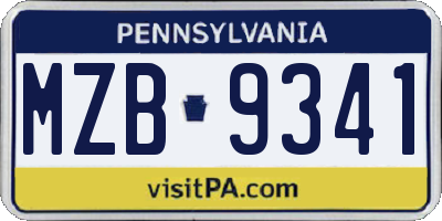 PA license plate MZB9341