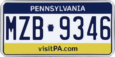 PA license plate MZB9346