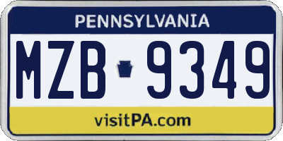 PA license plate MZB9349