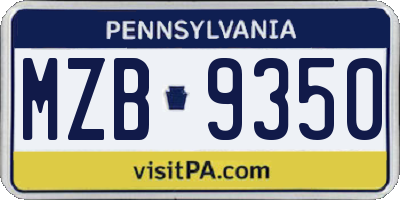 PA license plate MZB9350