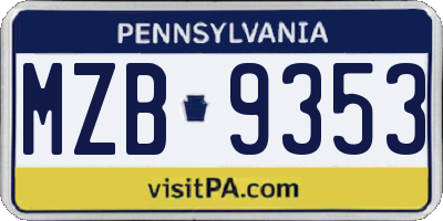 PA license plate MZB9353