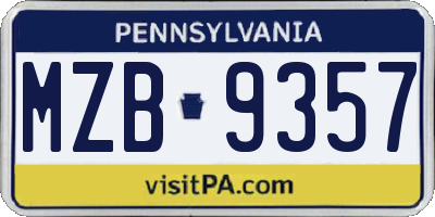 PA license plate MZB9357