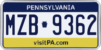 PA license plate MZB9362