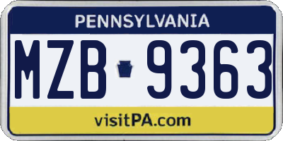 PA license plate MZB9363