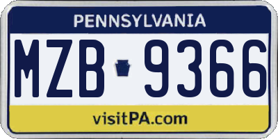 PA license plate MZB9366