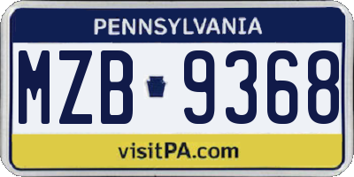 PA license plate MZB9368
