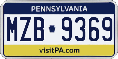 PA license plate MZB9369