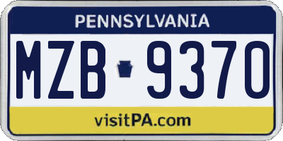 PA license plate MZB9370