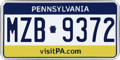 PA license plate MZB9372