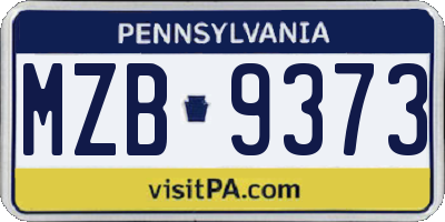 PA license plate MZB9373