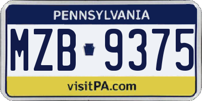 PA license plate MZB9375