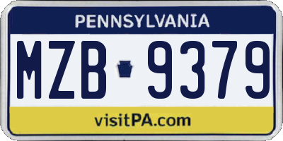 PA license plate MZB9379
