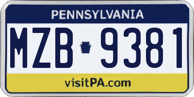 PA license plate MZB9381