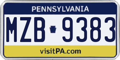 PA license plate MZB9383