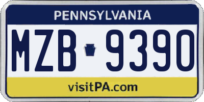 PA license plate MZB9390