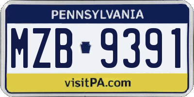 PA license plate MZB9391