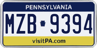 PA license plate MZB9394