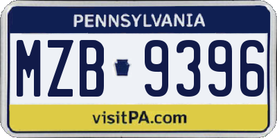 PA license plate MZB9396