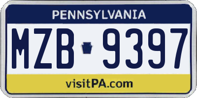 PA license plate MZB9397