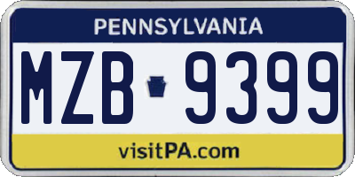 PA license plate MZB9399