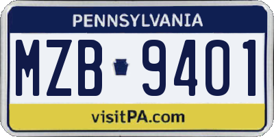 PA license plate MZB9401