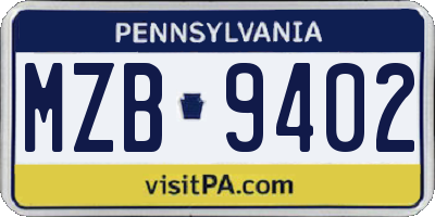 PA license plate MZB9402
