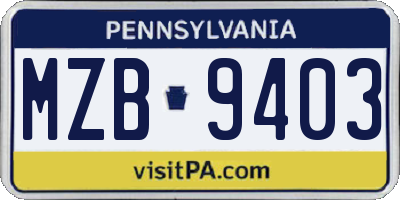 PA license plate MZB9403