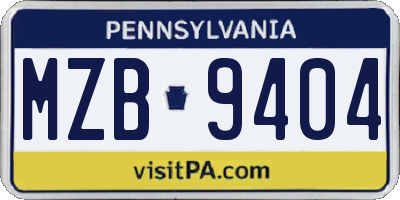 PA license plate MZB9404