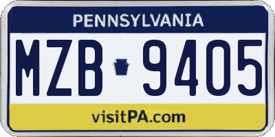 PA license plate MZB9405