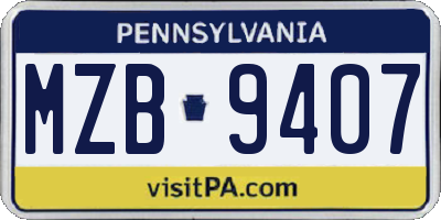 PA license plate MZB9407