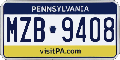 PA license plate MZB9408
