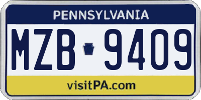PA license plate MZB9409