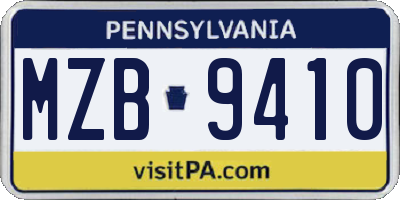 PA license plate MZB9410