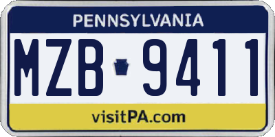 PA license plate MZB9411