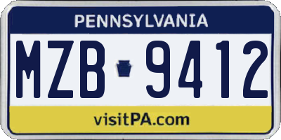 PA license plate MZB9412