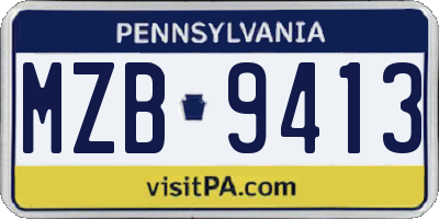 PA license plate MZB9413