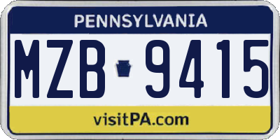 PA license plate MZB9415