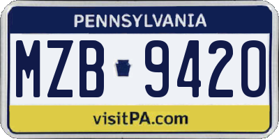 PA license plate MZB9420