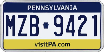 PA license plate MZB9421