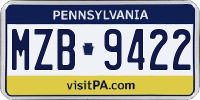 PA license plate MZB9422