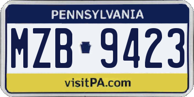PA license plate MZB9423