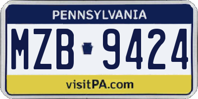 PA license plate MZB9424
