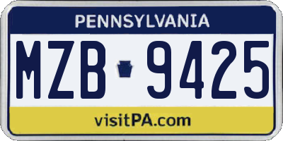PA license plate MZB9425
